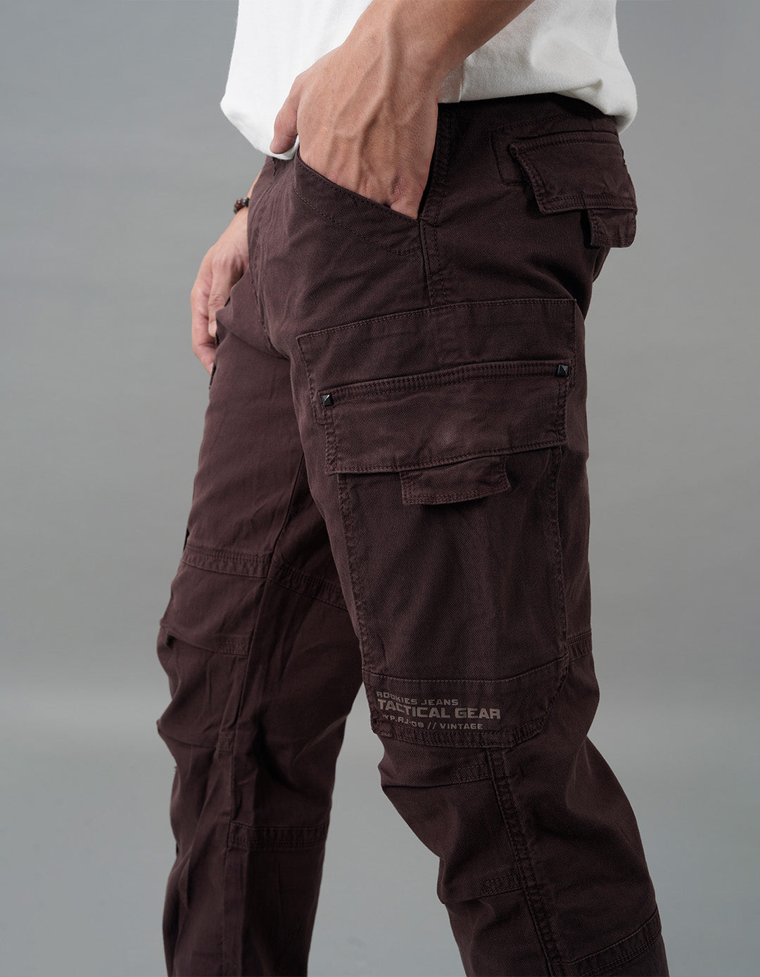 Brown Slim Fit Cargo Pant
